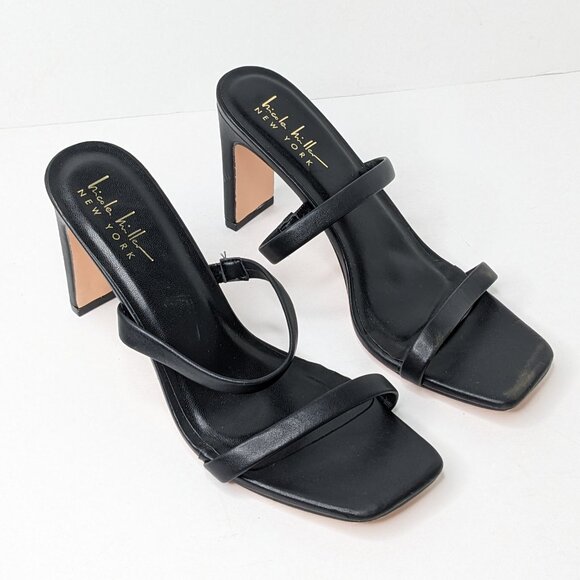 Nicole Miller Memo Strappy Heeled Sandals, Black, Women's 8.5 - Picture 1 of 6
